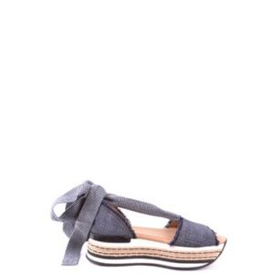 Woven Espadrille Wedge Sandals - Navy